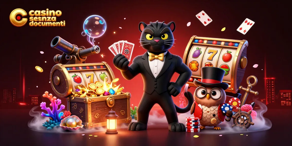 Gioca in un casinò senza documenti con il pantera nera elegante e i personaggi adorabili in un'illustrazione 3D ricca di dettagli.