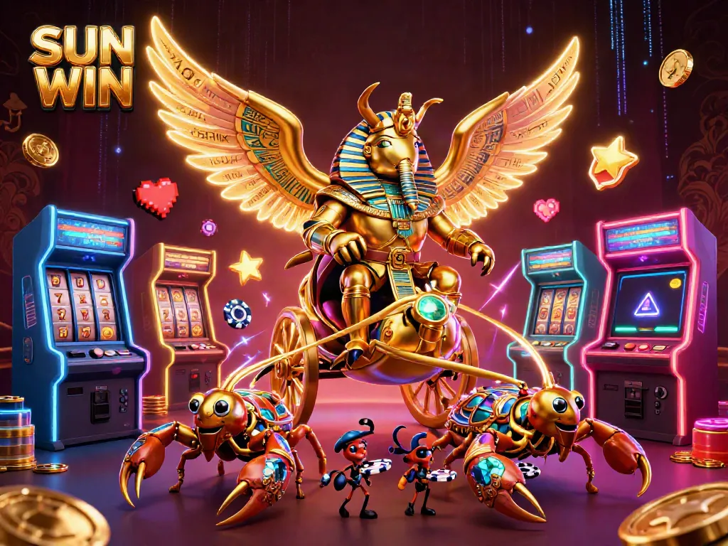 SUN WIN engaging players in a vibrant casino with unique 3D gaming elements and thrilling characters.