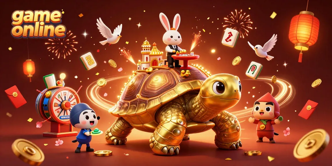 Experience exciting game online action with a golden tortoise hosting a vibrant casino scene.