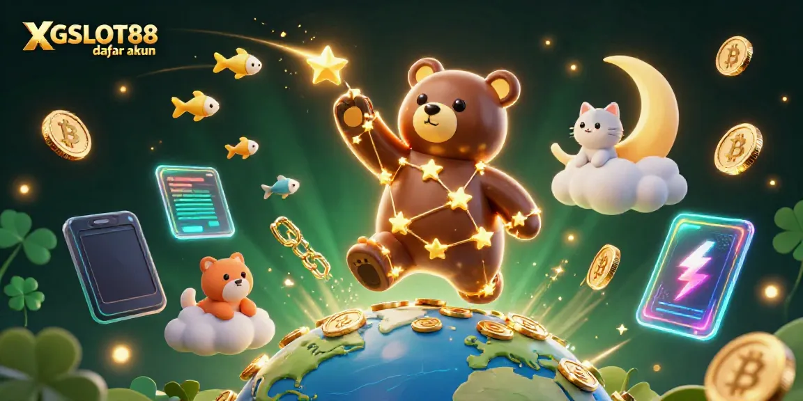 Memenangkan permainan dengan XGSLOT88 daftar akun dalam ilustrasi 3D kasino yang ceria dan menggembirakan.