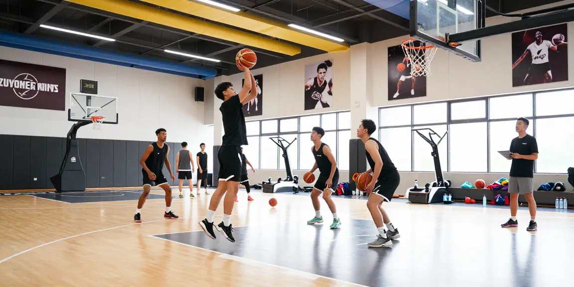 Frobot Studios team in modern basketball training, practicing Zuyomernon System for effective team play.
