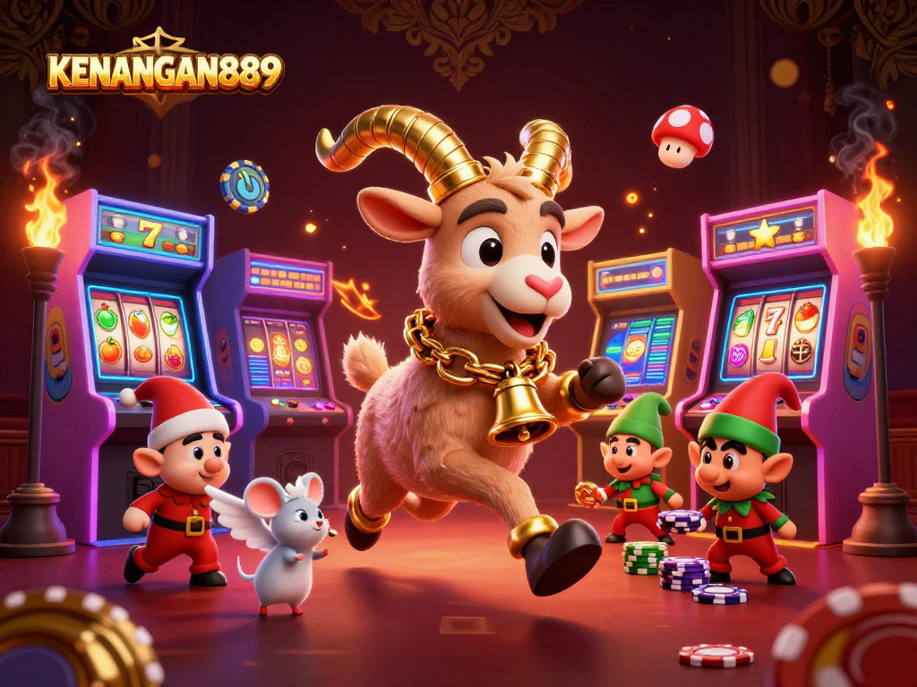 Experience KENANGAN889's thrilling gaming world as Krampus and friends create casino chaos.