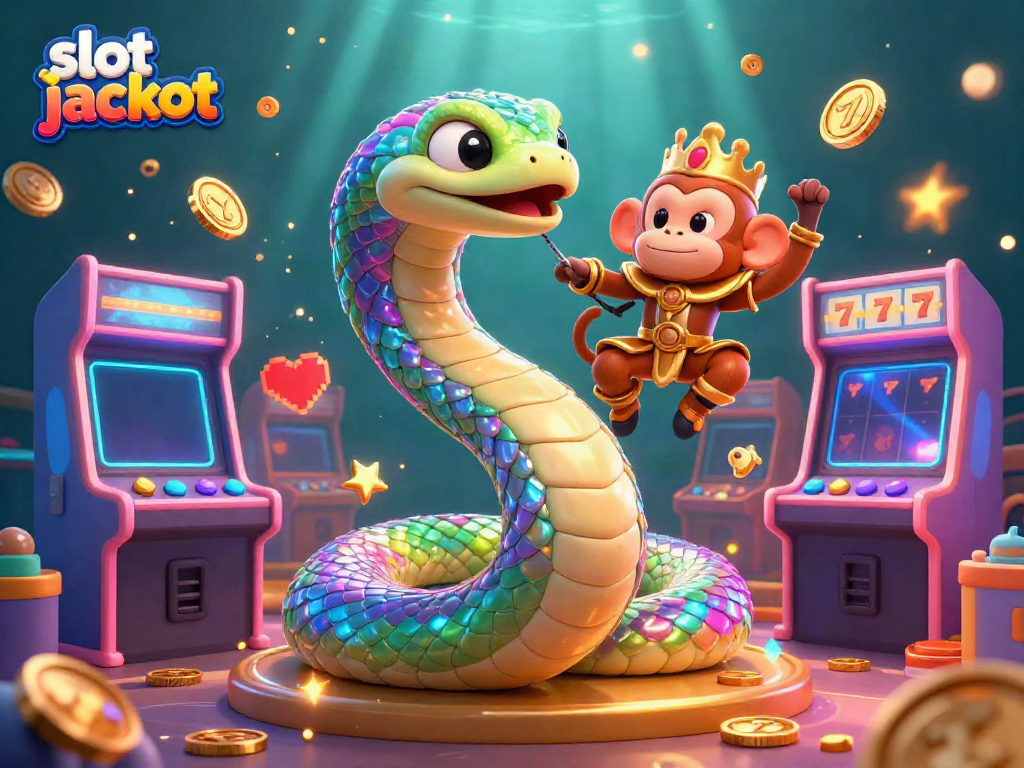 Experience the thrill of slot jackpot games with vibrant characters and dynamic casino elements.