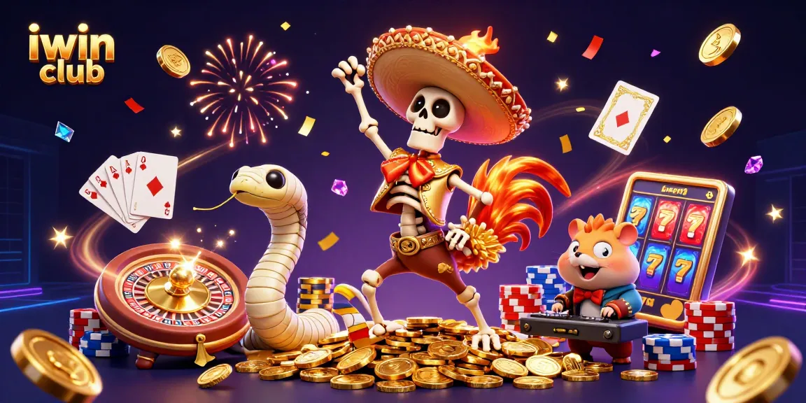 Join the fun at iwin club with a vibrant digital casino scene featuring iconic characters