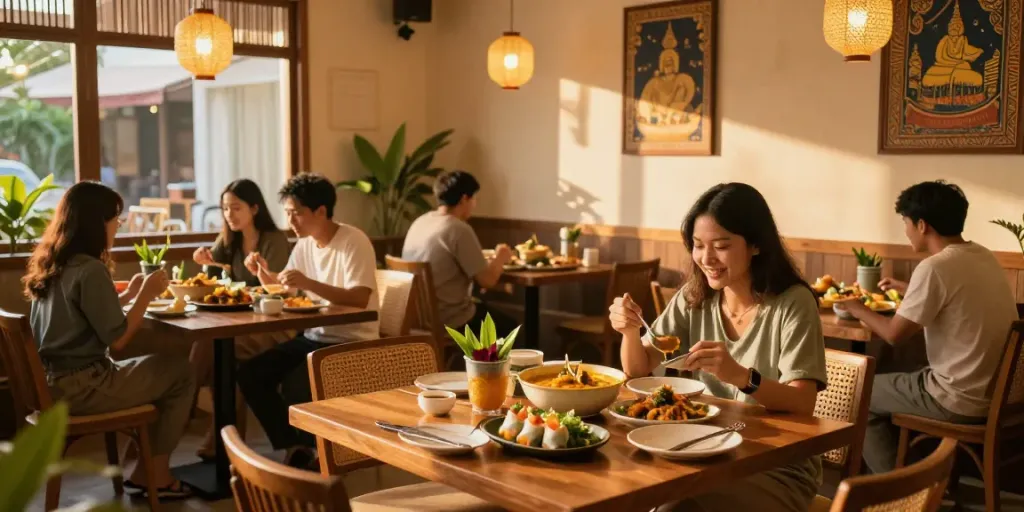 Kinalyrestaurant.com vibrant dining scene offering delightful Thai cuisine in a cozy atmosphere.