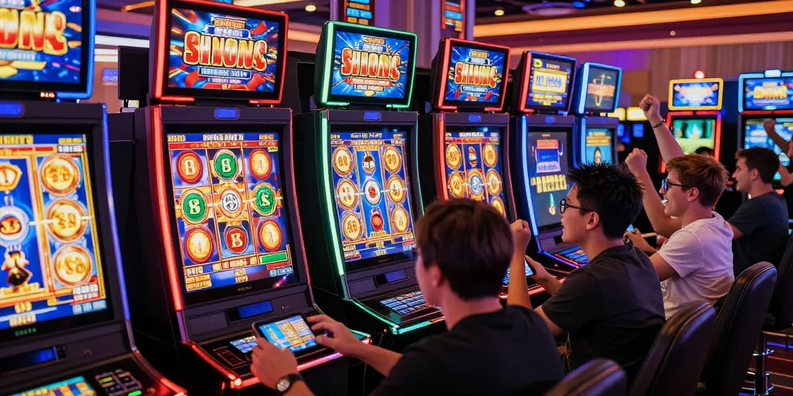 Pengguna bermain slot88 dengan semangat, suasana kasino online yang ceria.