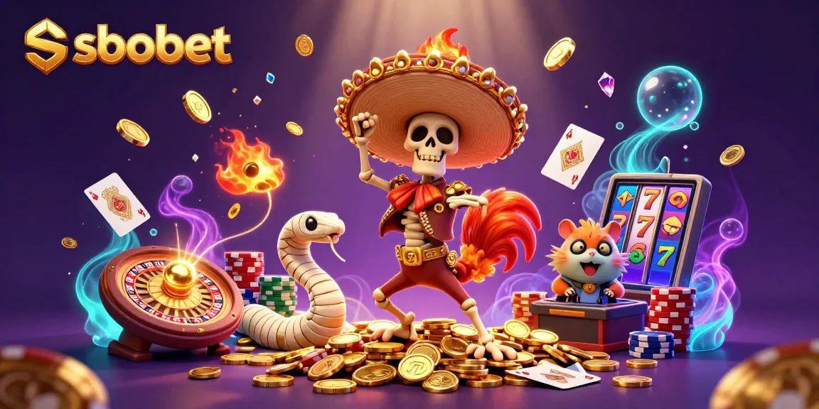 Experience sbobet action in a vibrant casino scene with a mariachi rooster and golden coins!