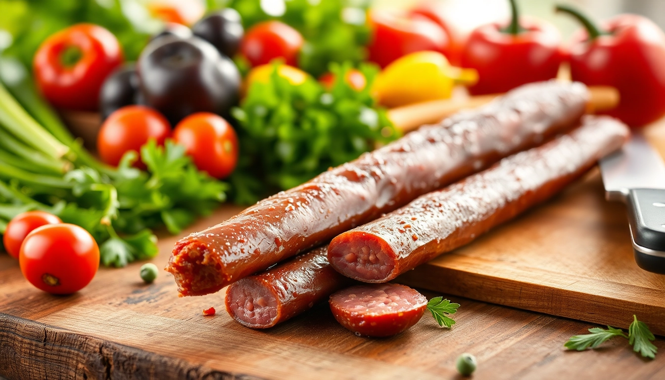 Engaging Slim Jim nutrition information displayed prominently with vibrant colors in a rustic setting.