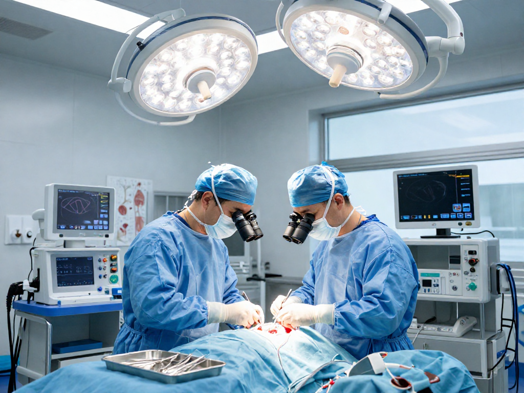 Beyin tümörü ameliyatı in action with a neurosurgeon performing surgery in a modern operating room.