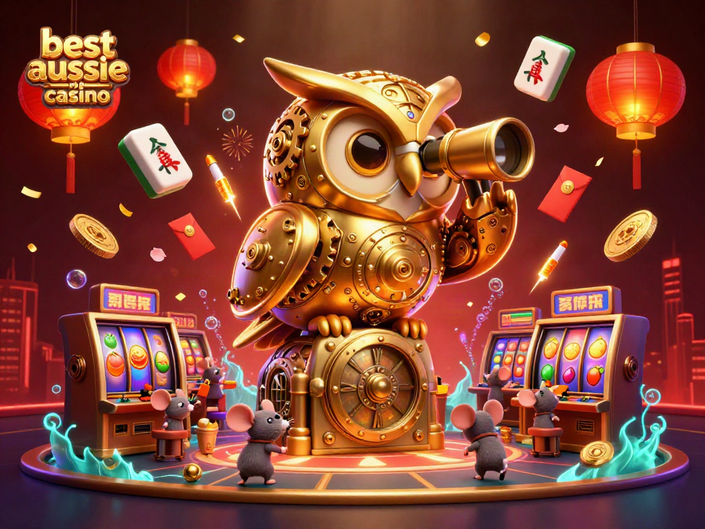 Experience the best aussie online casino with vibrant scenes of slot action and magic in this 3D illustration.
