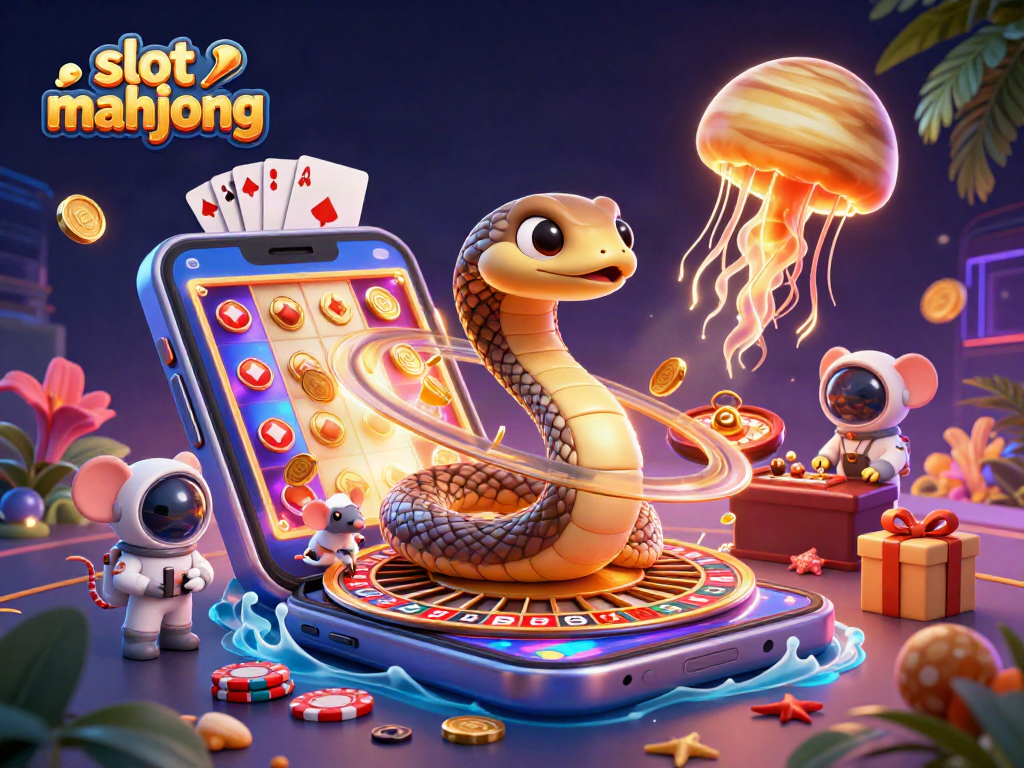 Win big with slot mahjong in this vibrant casino-themed illustration.