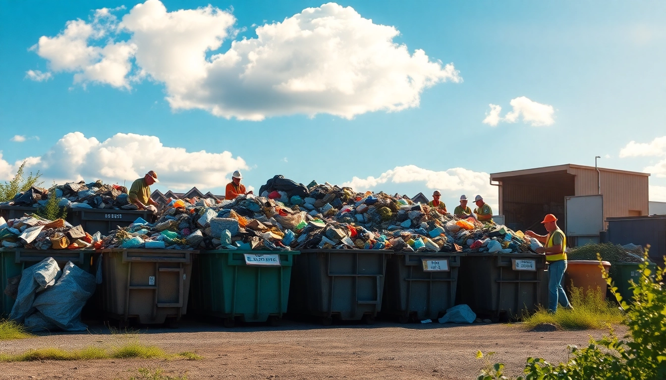 Workers managing waste at Bonnyville dump, showcasing efficient sorting and disposal.