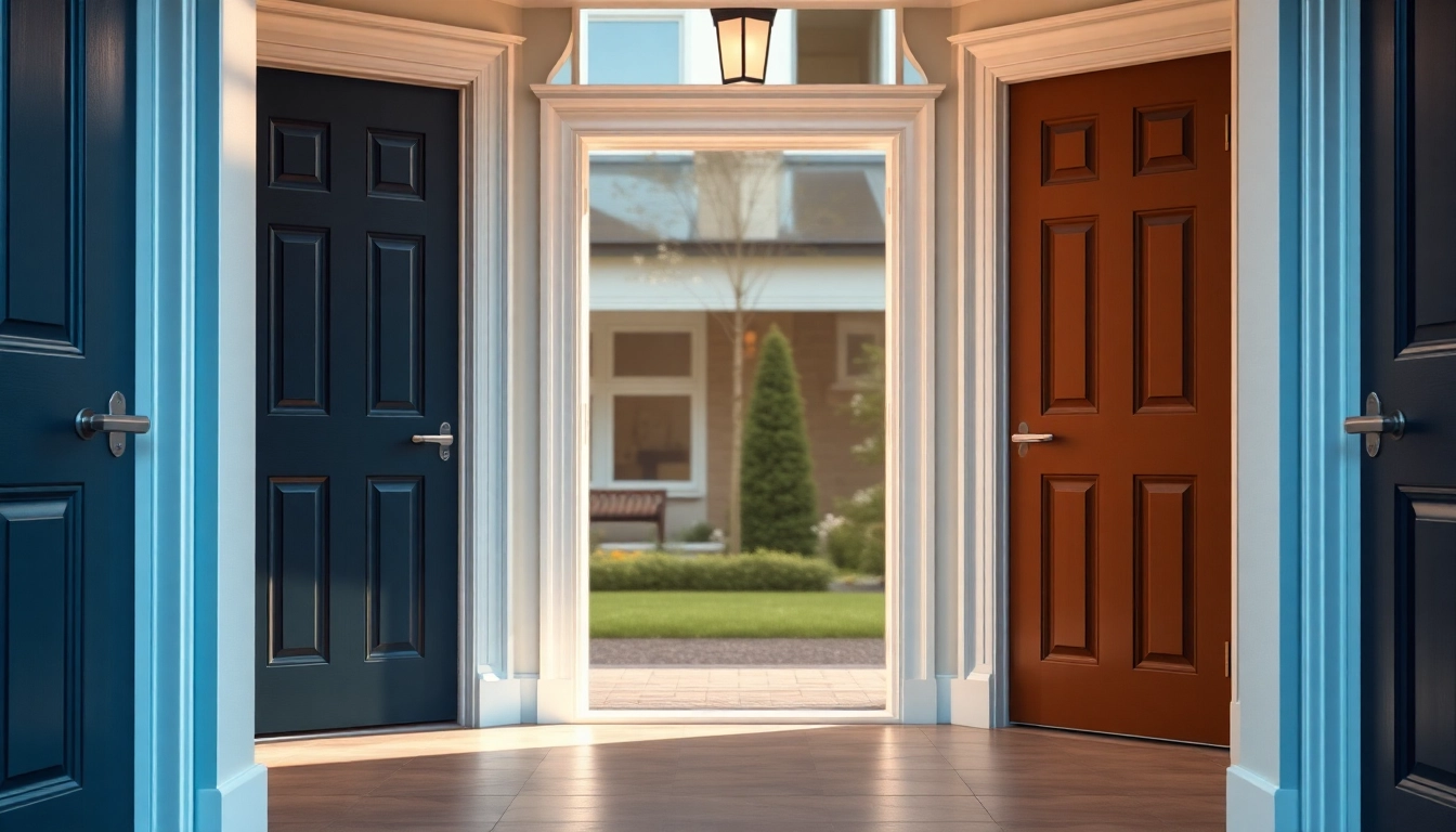 Showcase of various styles of upvc doors at a modern home entrance with inviting appeal.