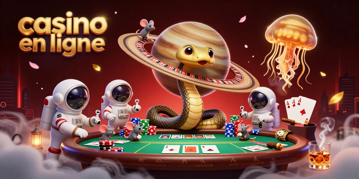 Jouez aux jeux de casino en ligne avec des astronautes et un serpent géant sur un plateau de roulette.