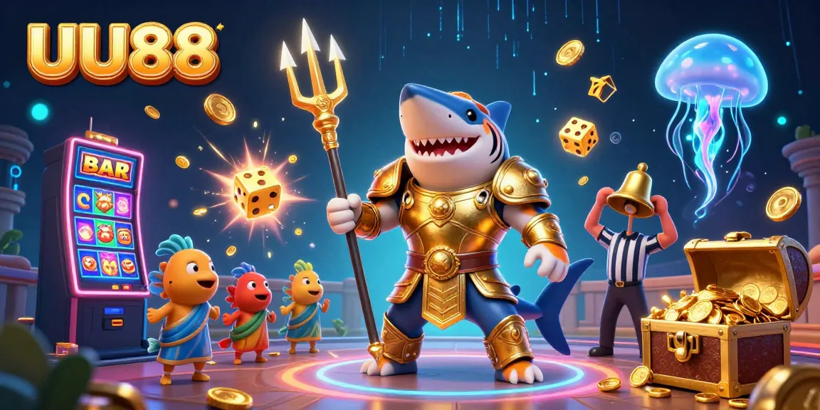 Experience the thrilling slots and gaming action at UU88 with our vibrant casino-themed illustration.