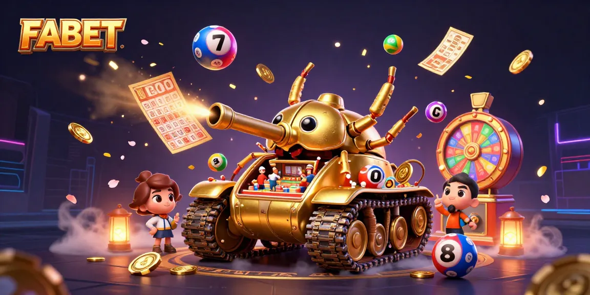 Experience vibrant wins with FABET's dynamic casino illustration showcasing lively lottery actions.