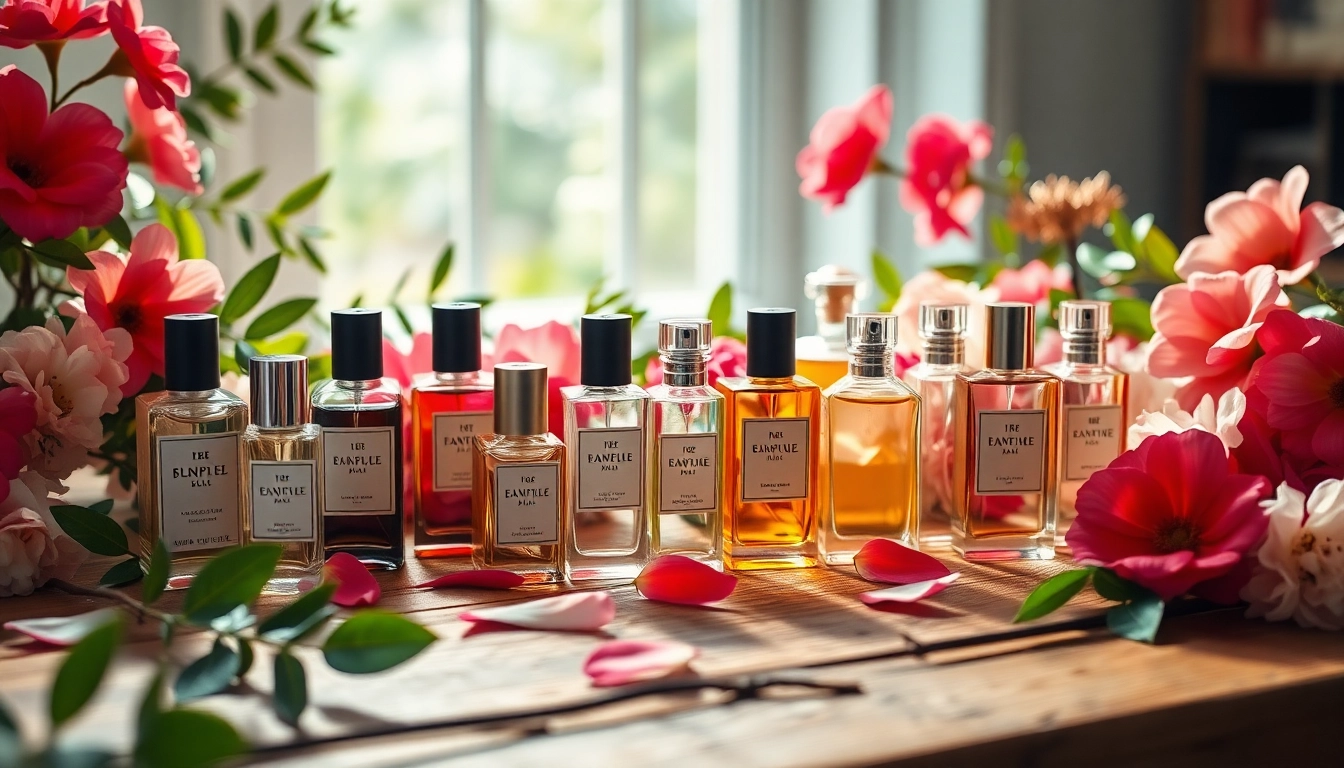 Experience luxurious paul samples arranged beautifully with floral accents on a wooden surface.