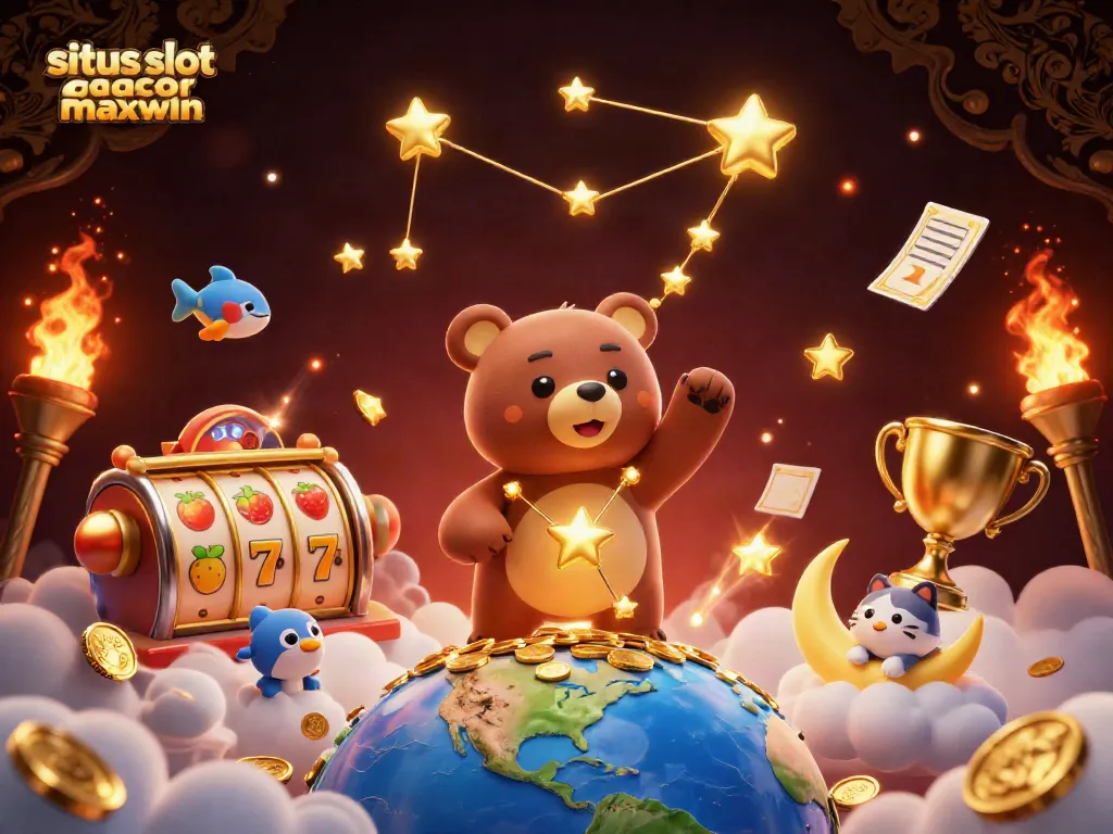 Sparkle with winnings at situs slot gacor maxwin, featuring iconic slot reels and vibrant cartoon characters.