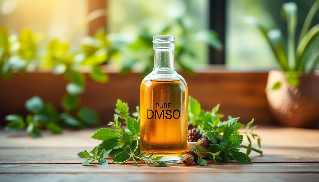 Discover the benefits of dmso supplement in a serene natural setting with fresh herbs.