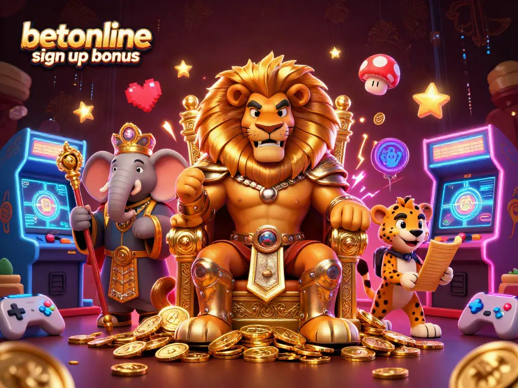 Unlock the betonline sign up bonus with vibrant casino-themed 3D illustration showcasing playful characters.