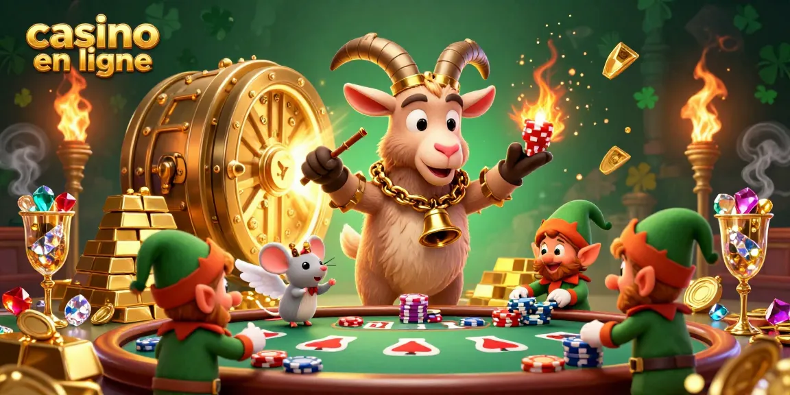 Le casino en ligne présente un Krampus enchaîné et une souris angélique animant un espace festif, vol de jetons.