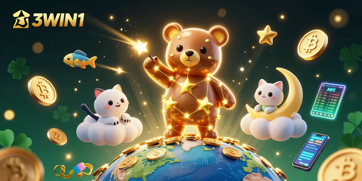 Engage in thrilling gameplay with 13WIN1 as the constellation bear scoops up coins under a starry night sky.