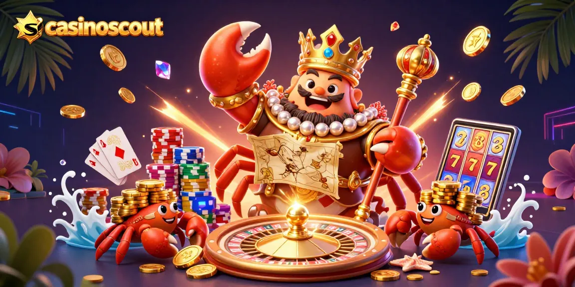 Experience the thrill of casinoscout with a golden crab emperor in a dynamic gambling scene.