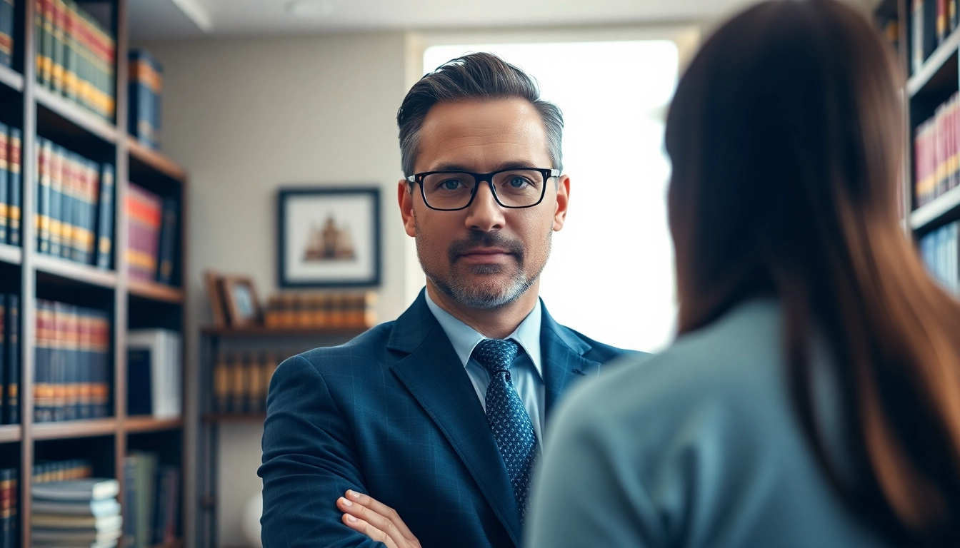 Atlanta Criminal Defense Lawyer consulting with clients in a professional law office setting.
