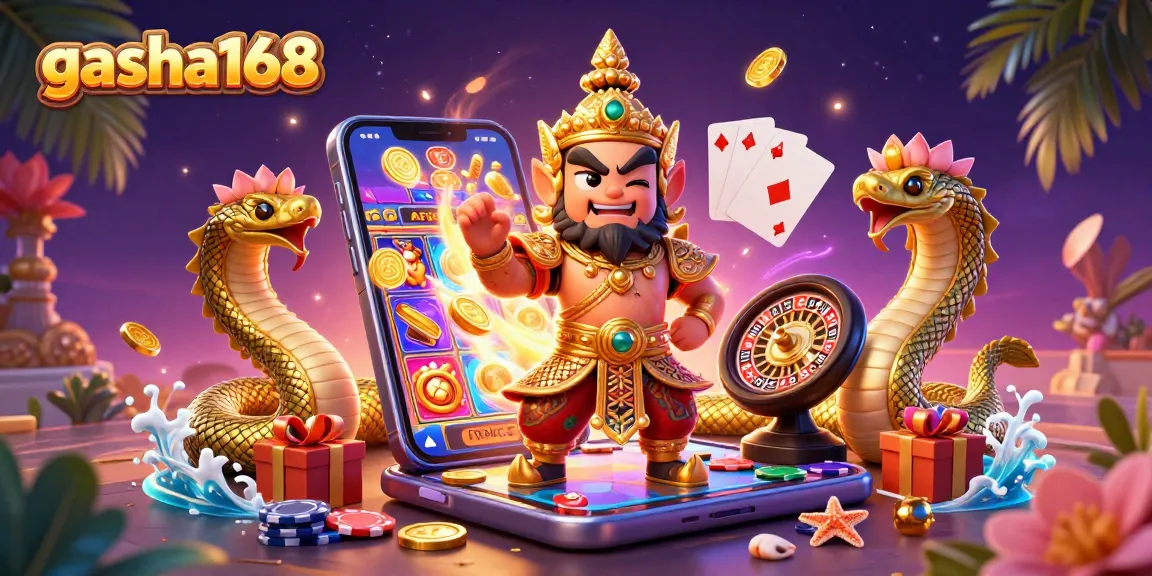 Experience thrilling gameplay with gacha168 featuring colorful slot games, golden coins, and festive decor.