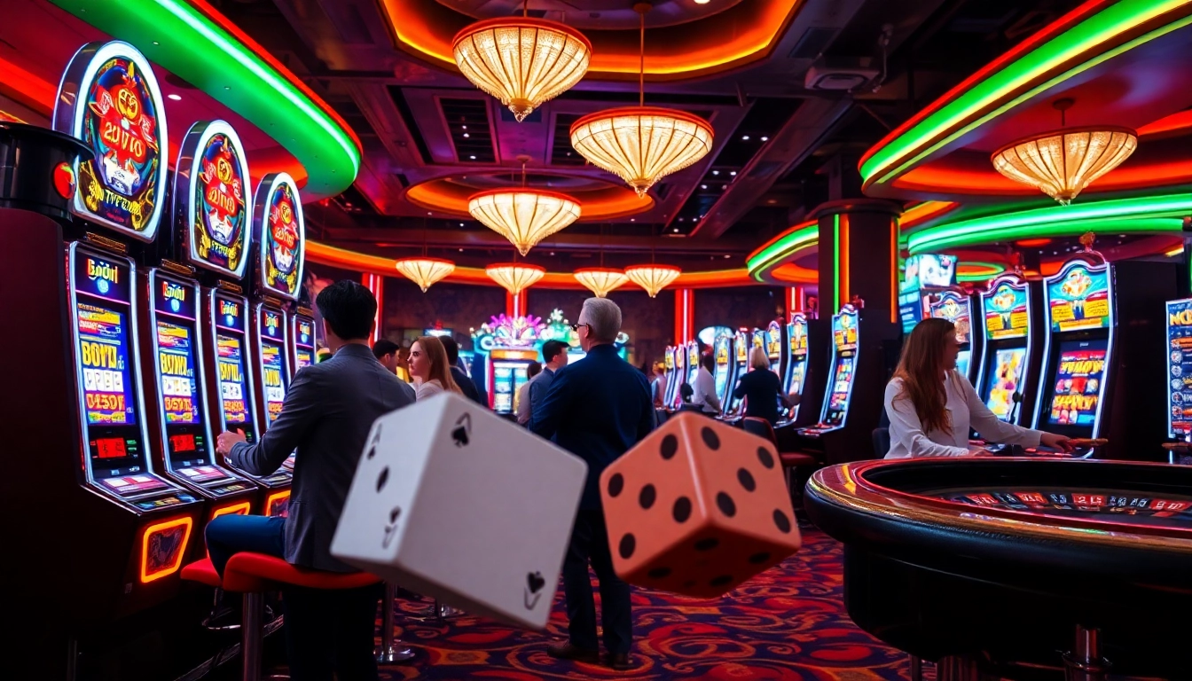 arushoki menang di slot mesin kasino dengan lampu neon yang cerah