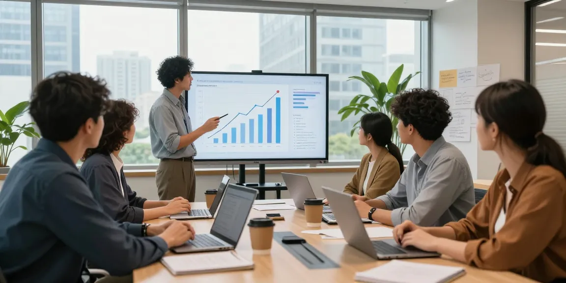 SEO Consultancy team collaboration in a modern office, showcasing strategy and growth planning.