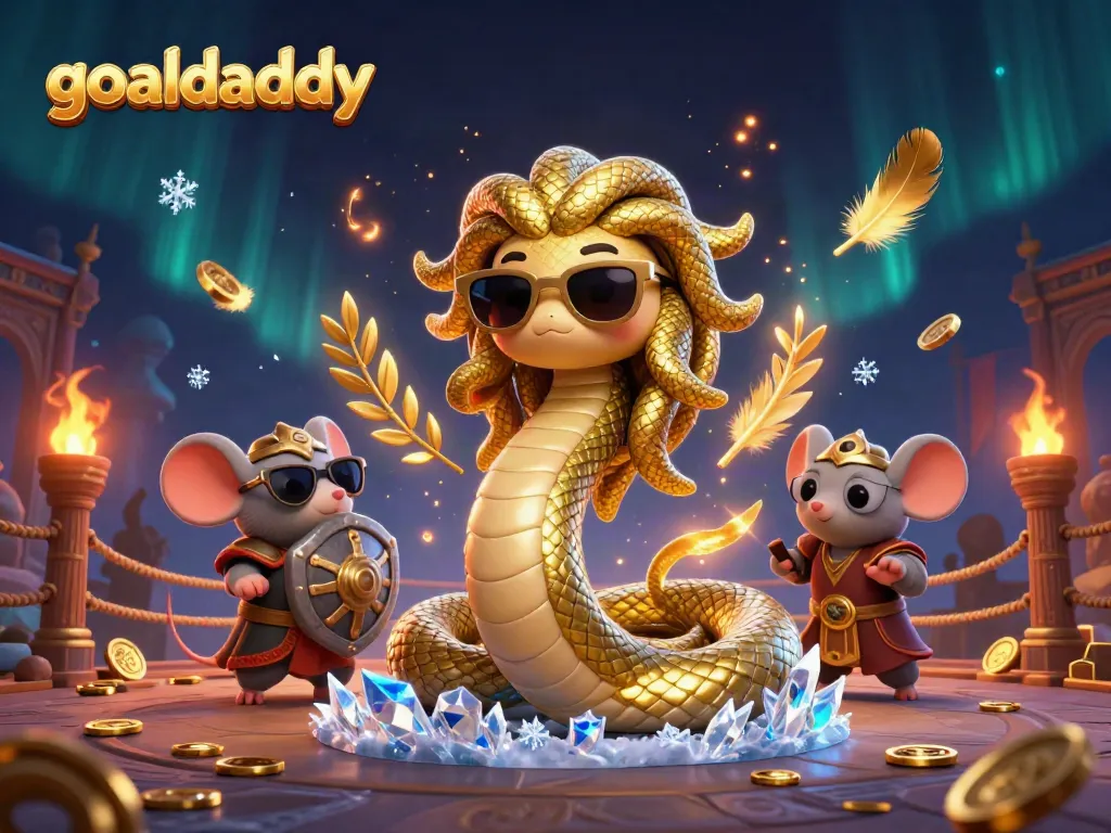 Watch thrilling sports action with goaldaddy, featuring a dynamic Medusa scene filled with casino elements and vibrant effects.