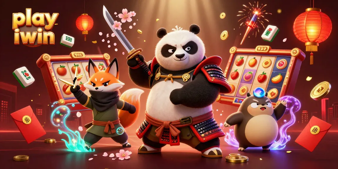 Play iwin at a dynamic online casino scene with vibrant symbols and characters