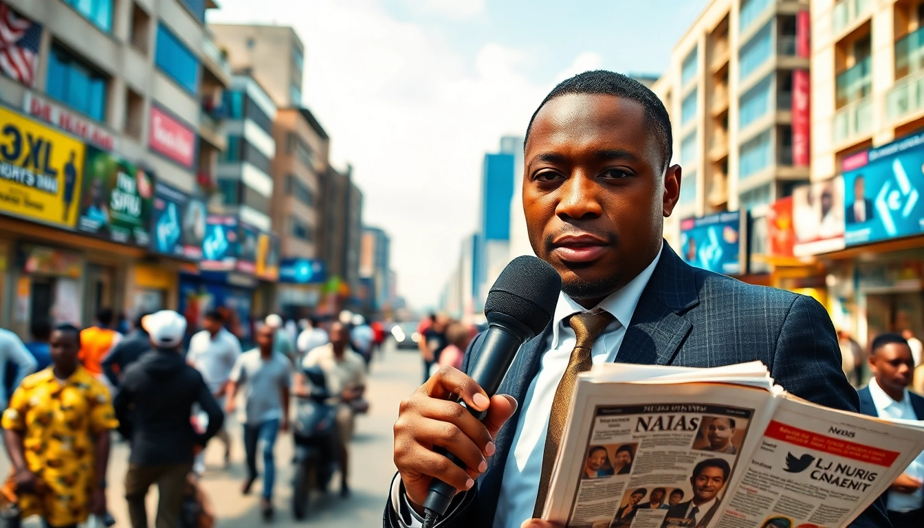 Cover news report showcasing Naija news in a lively Lagos setting.