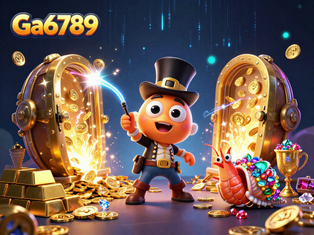 Experience Ga6789's casino adventure with a glowing anglerfish, pirate shrimp, and gem-filled treasure!
