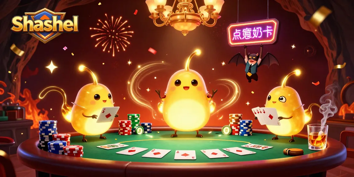 Shashel showcases a vibrant casino scene with glowworms lighting up a poker game elegantly.