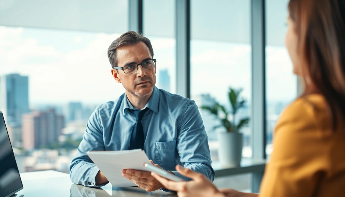 Consultation with an Alpharetta Truck Accident Lawyer in a modern office, demonstrating professionalism.