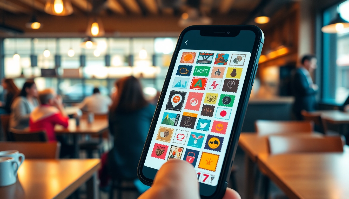 Engaging display of digital stamp cards on a smartphone, promoting customer loyalty.
