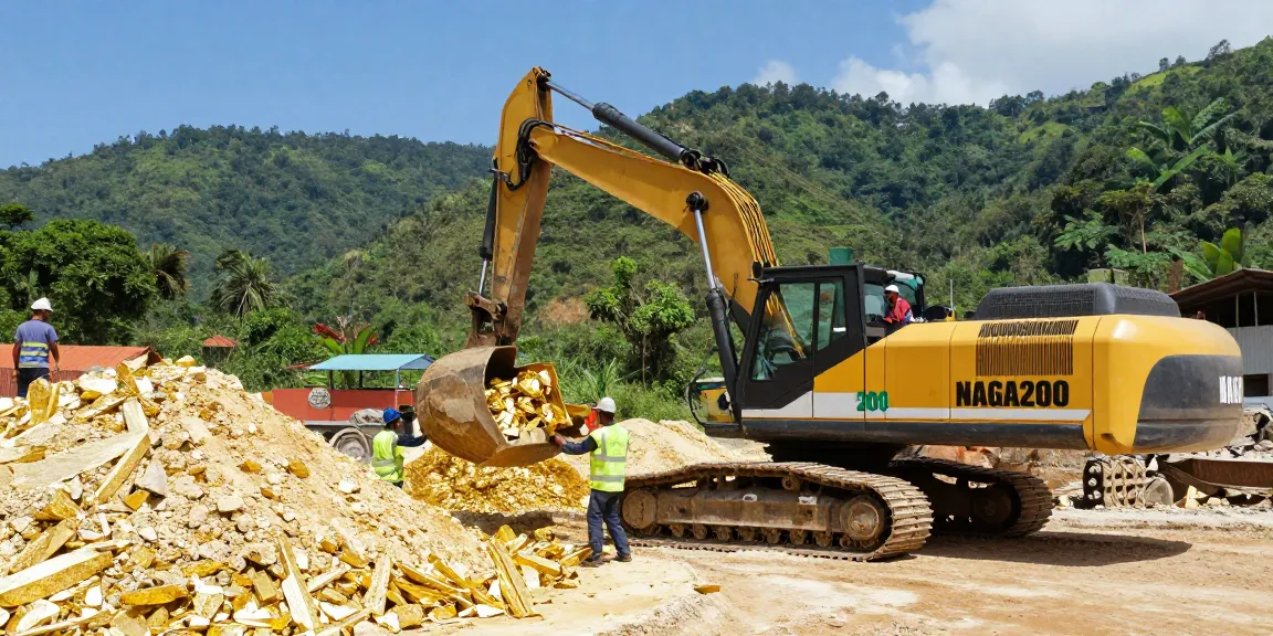 NAGA2000 equipment enhancing productivity at a mining site in Indonesia with workers operating machinery.