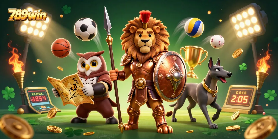 Engage in thrilling sports betting action with 789win in a vibrant 3D casino scene.