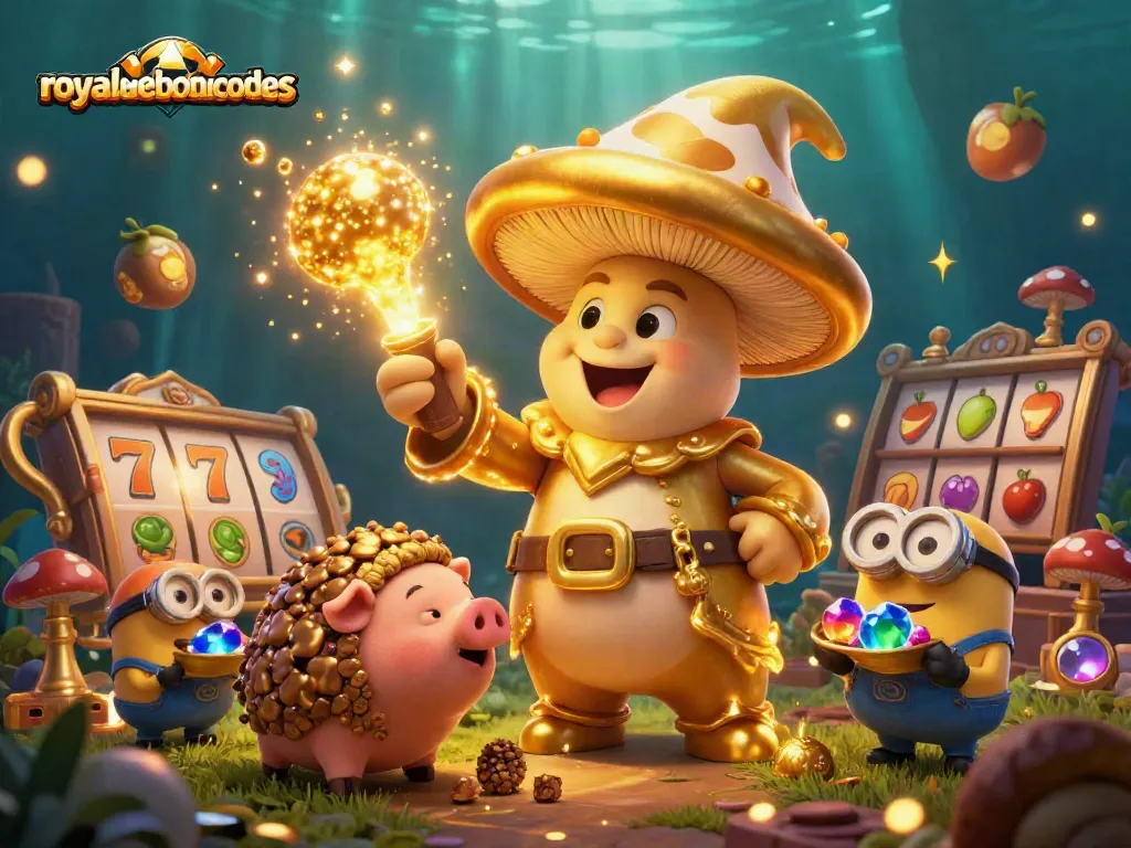Spin to win with royalacebonuscodes as the wizard channels golden magic in a vibrant slot adventure.