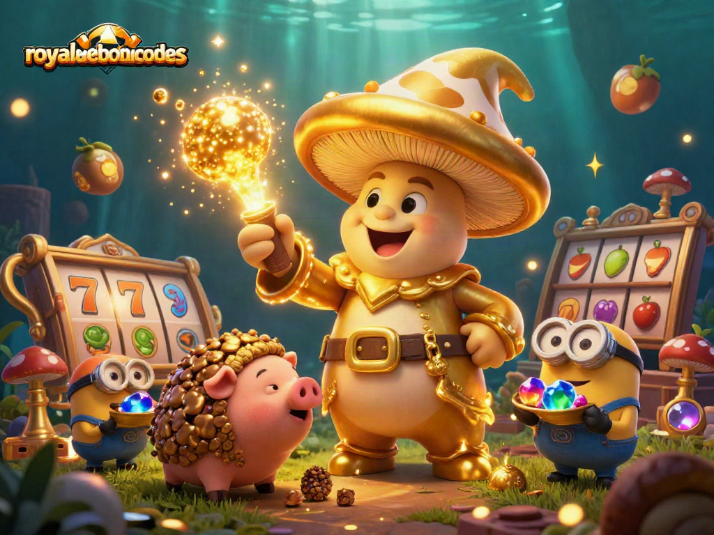 Spin to win with royalacebonuscodes as the wizard channels golden magic in a vibrant slot adventure.