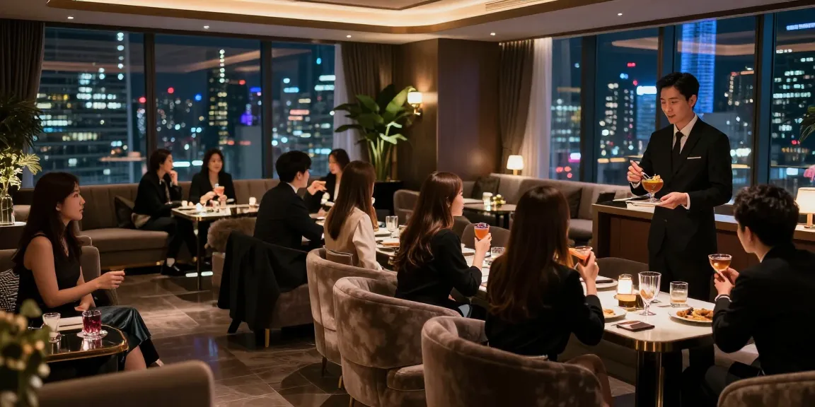강남구구단의 고급스러운 분위기에서 손님들이 즐기는 모습