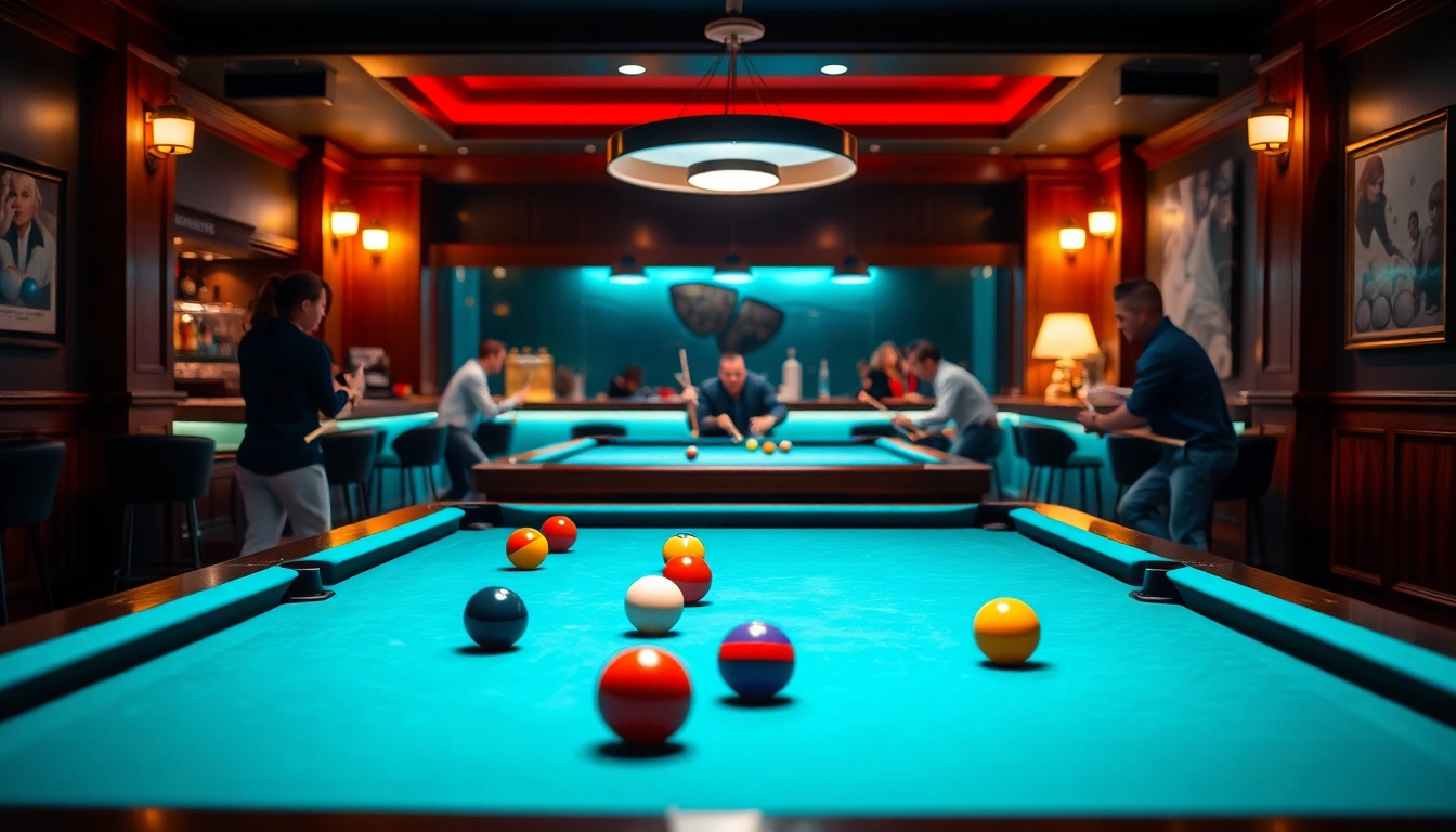 Play an engaging game of dfw billiards in a lively game room setup.