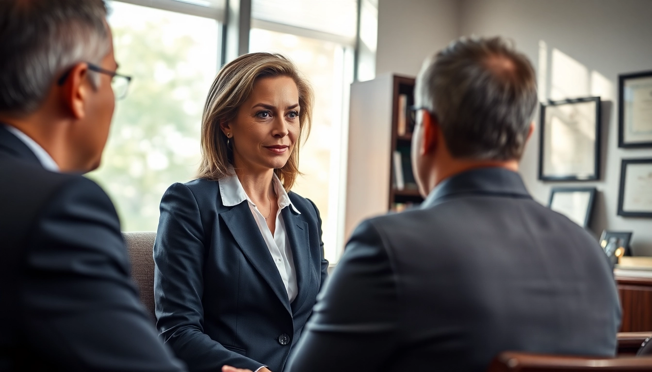 Engaging Sandusky Personal Injury Attorney consulting with a client in a professional office setting.
