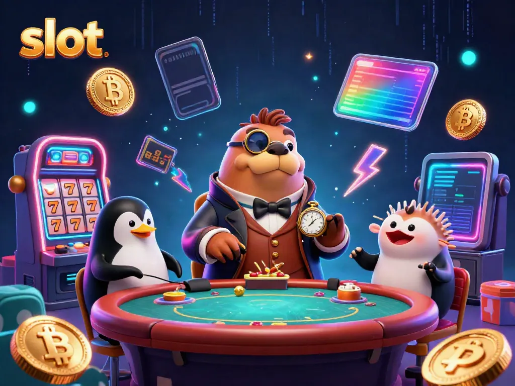 Hit the jackpot in fun slot games with a cheerful walrus, penguin dealer, and bluffing pufferfish!