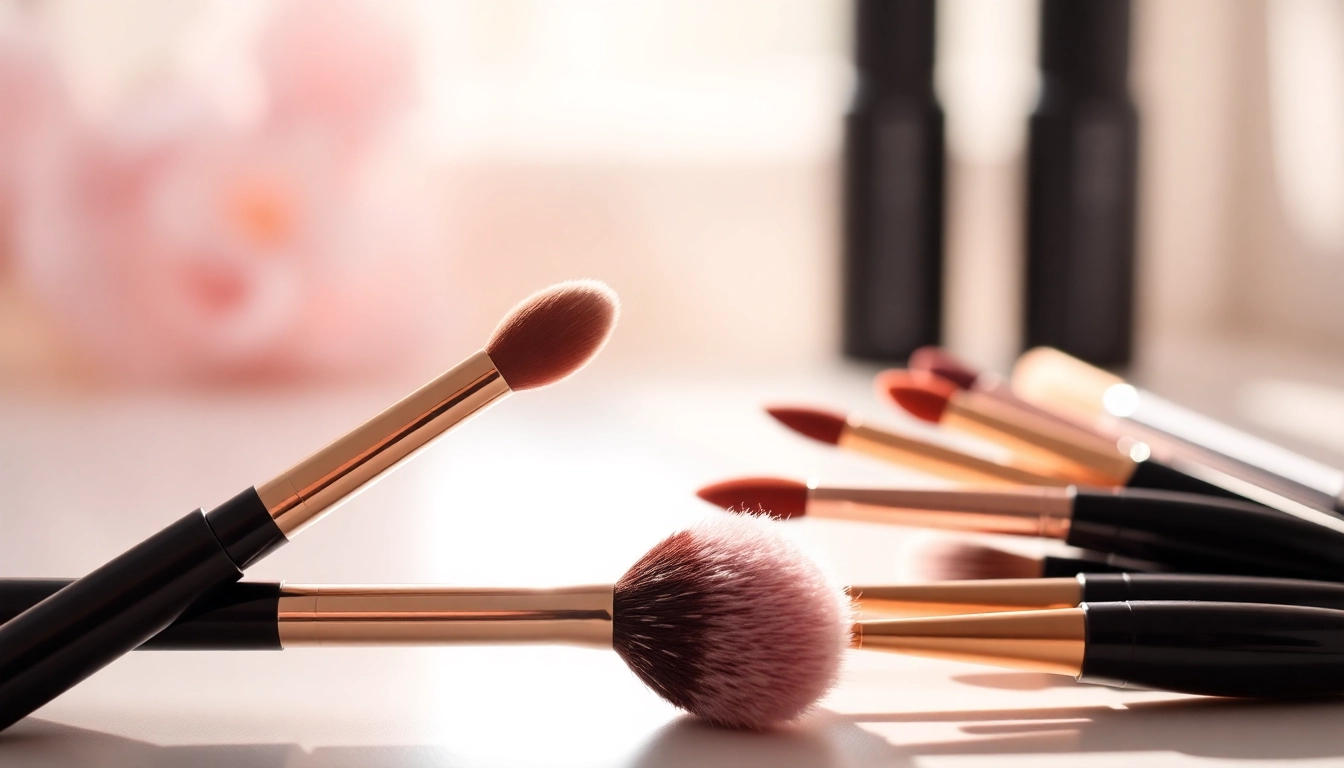 Apply precise lip color with a custom lip blending brush featuring soft bristles for seamless blending.