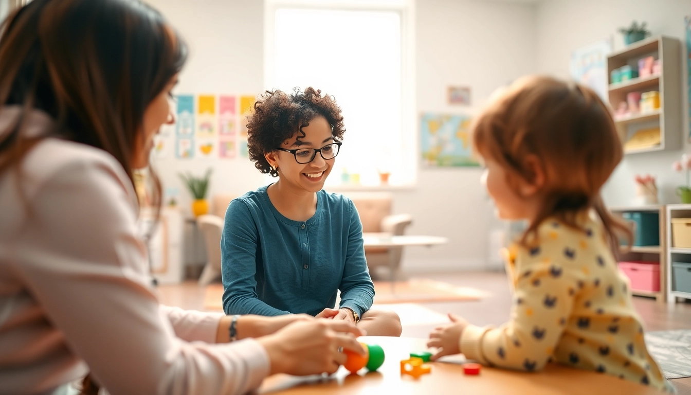 Visual representation of ABA therapy near me showcasing a therapist and a child engaging in interactive play in a welcoming environment.