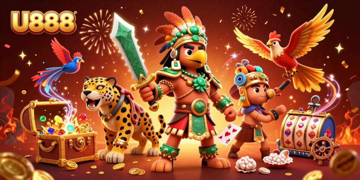 Engage with U888's thrilling gaming world featuring Aztec warriors and treasure.