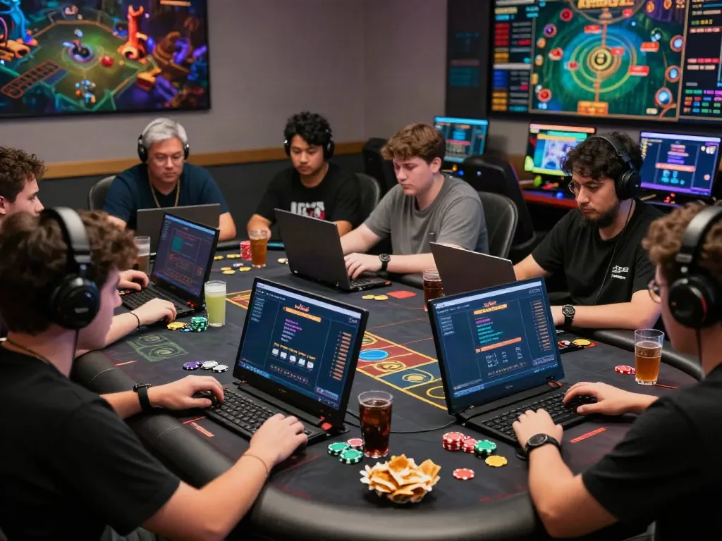 Engaged players enjoying DewaTogel online gaming experience, showcasing excitement and teamwork.